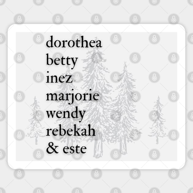 Evermore and Folklore Name List Sticker by Sapphic Swiftie 